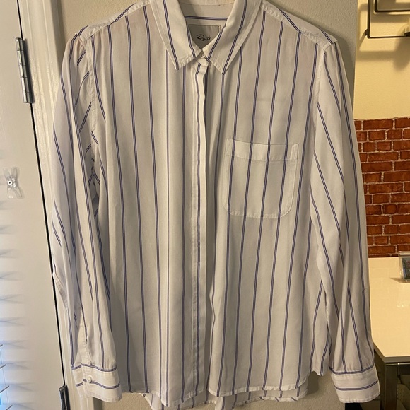 Rails: Hayden Button Down Shirt (White&Blue) - Picture 8 of 14